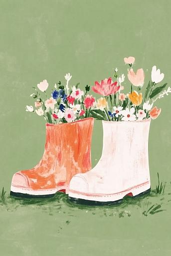 Bloemen in laarzen
