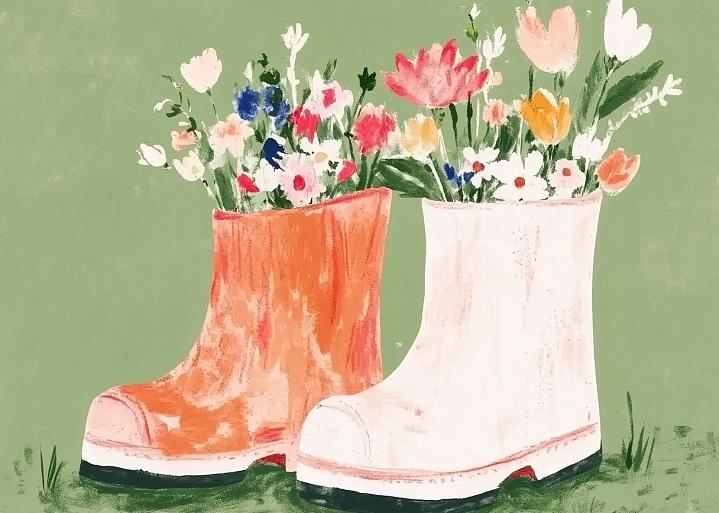 Bloemen in laarzen