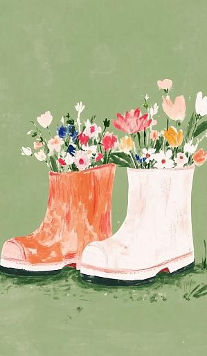 Bloemen in laarzen