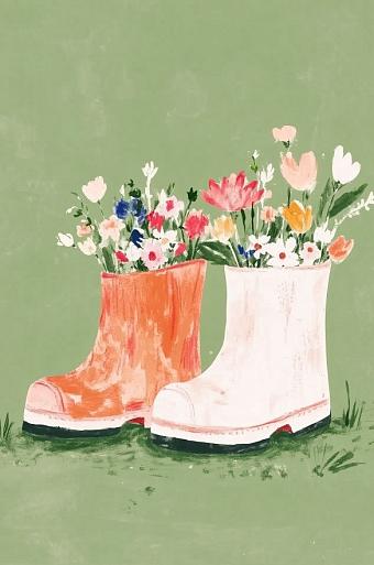 Bloemen in laarzen