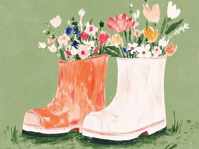 Bloemen in laarzen