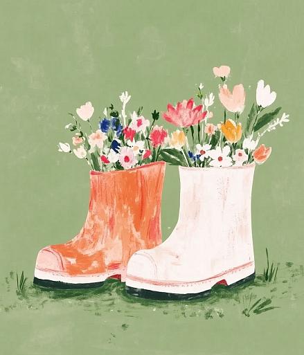 Bloemen in laarzen