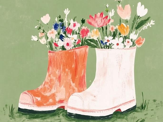 Bloemen in laarzen