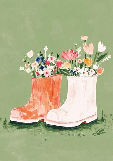 Bloemen in laarzen