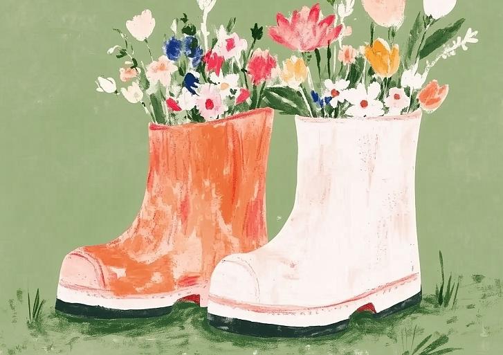 Bloemen in laarzen