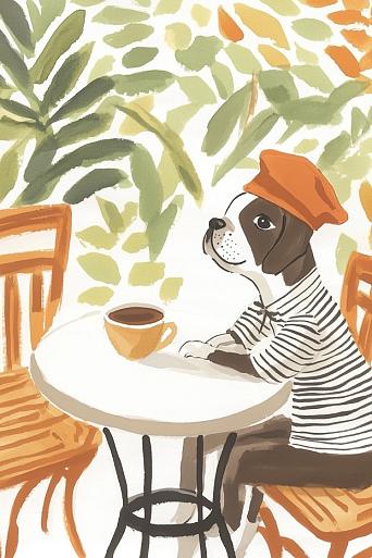 Hond zittend aan tafel
