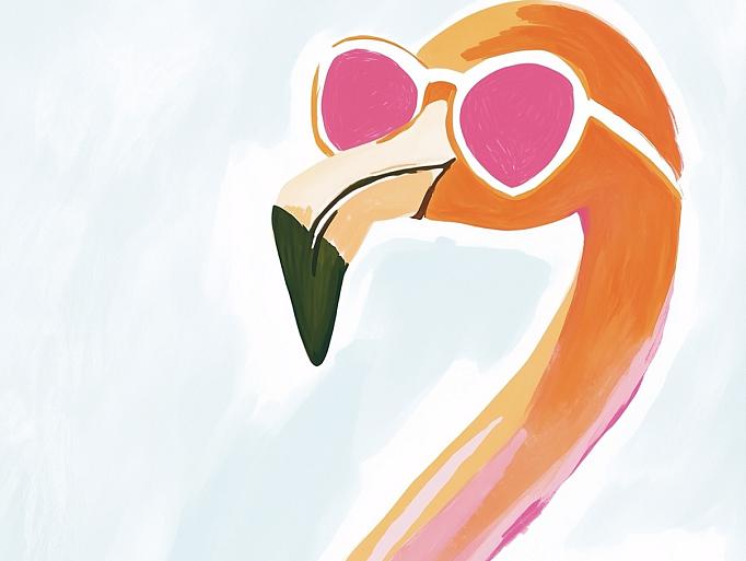 Flamingo met zonnebril