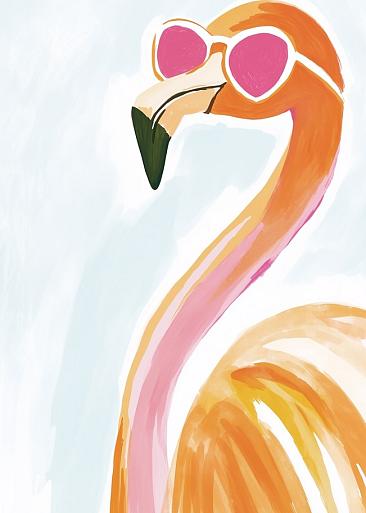 Flamingo met zonnebril