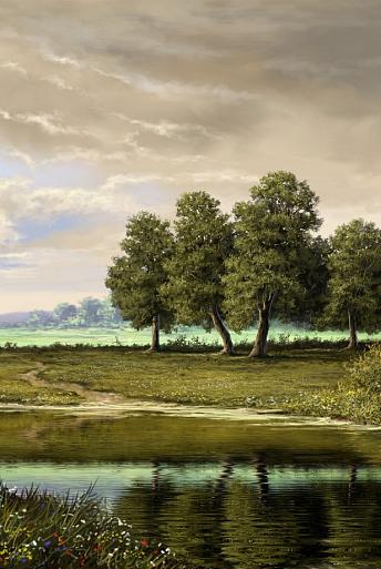 Olieverfschilderij met landschap