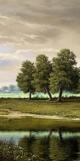 Olieverfschilderij met landschap