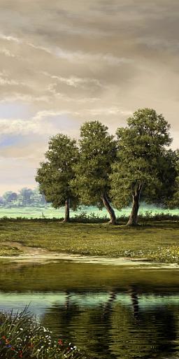 Olieverfschilderij met landschap