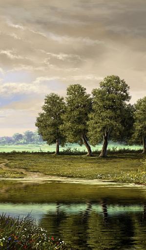 Olieverfschilderij met landschap