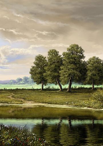Olieverfschilderij met landschap