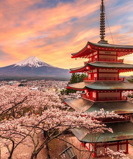 Berg Fuji en de Vredespagode, Japan