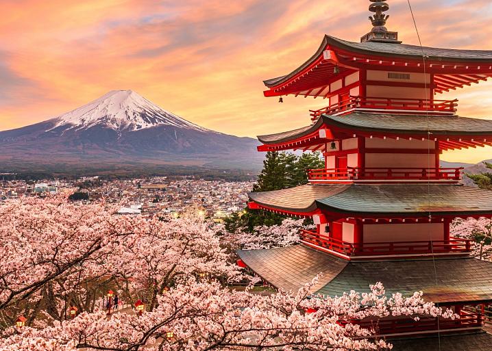 Berg Fuji en de Vredespagode, Japan