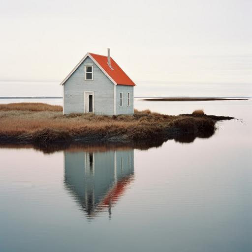 Weerspiegeling huis in meer