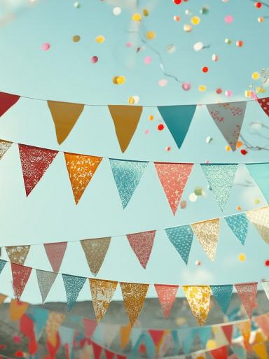 Feestelijke, kleurrijke slingers