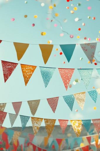 Feestelijke, kleurrijke slingers