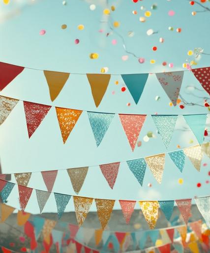 Feestelijke, kleurrijke slingers