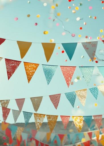 Feestelijke, kleurrijke slingers