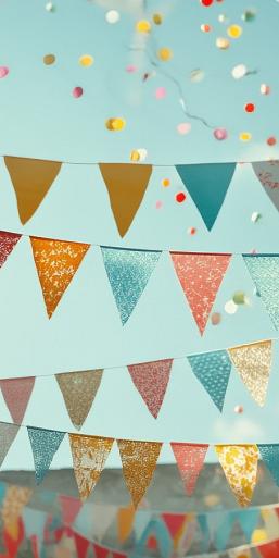 Feestelijke, kleurrijke slingers