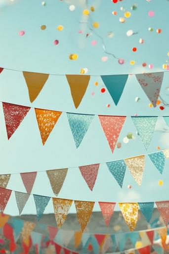 Feestelijke, kleurrijke slingers