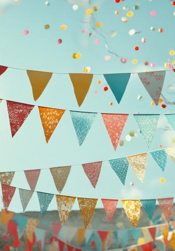 Feestelijke, kleurrijke slingers