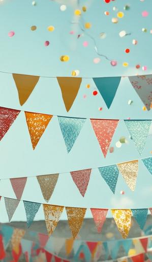 Feestelijke, kleurrijke slingers