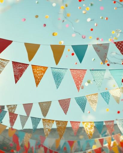 Feestelijke, kleurrijke slingers