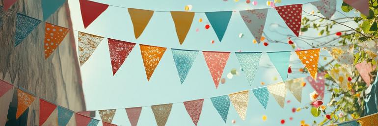 Feestelijke, kleurrijke slingers