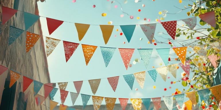 Feestelijke, kleurrijke slingers