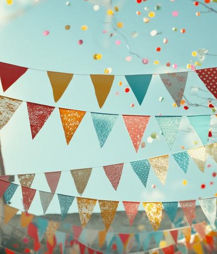 Feestelijke, kleurrijke slingers