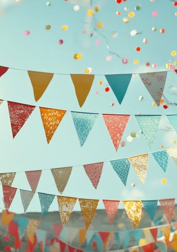 Feestelijke, kleurrijke slingers