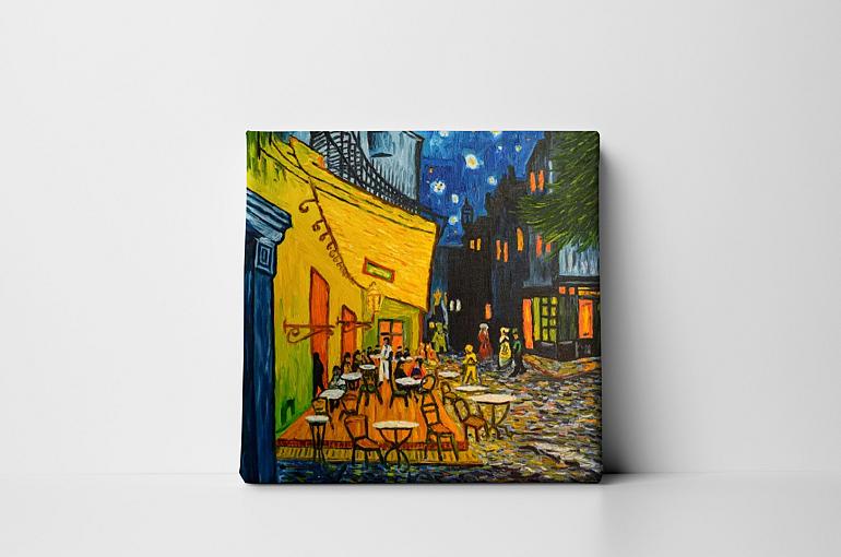 cafe schilderij gebaseerd op van gogh mock up canvas zonder lijst vierkant