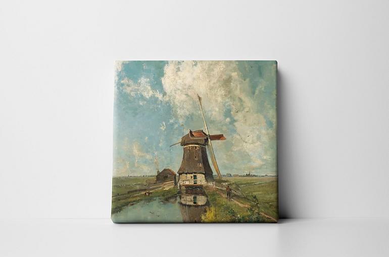een molen aan een poldervaart mock up canvas zonder lijst vierkant