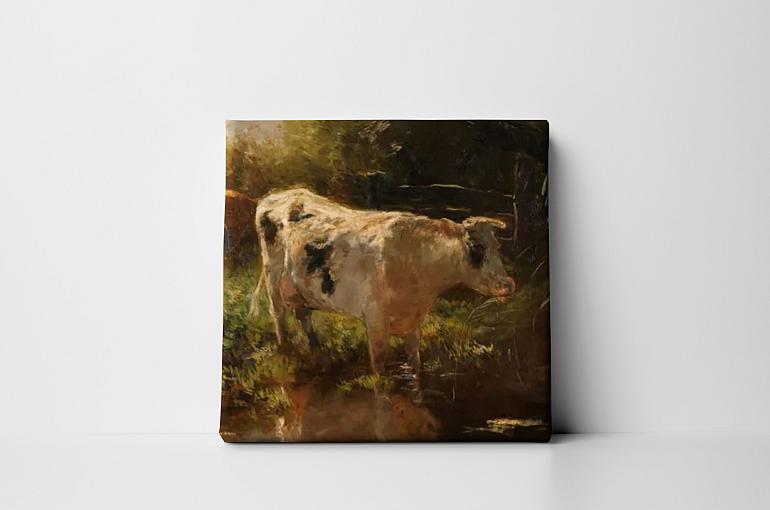 koe aan de slootkant mock up canvas zonder lijst vierkant