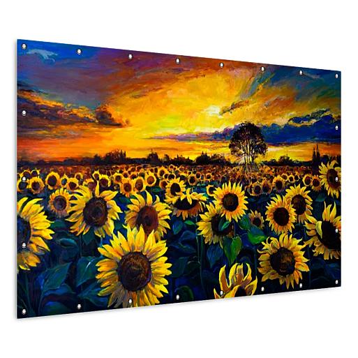 zonnebloemenveld geschilderd mock up tuinposter liggend