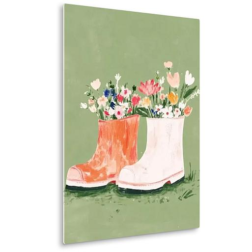 bloemen in laarzen mock up plexiglas staand