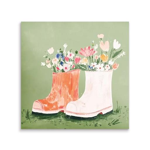 bloemen in laarzen mock up tegeltje vierkant