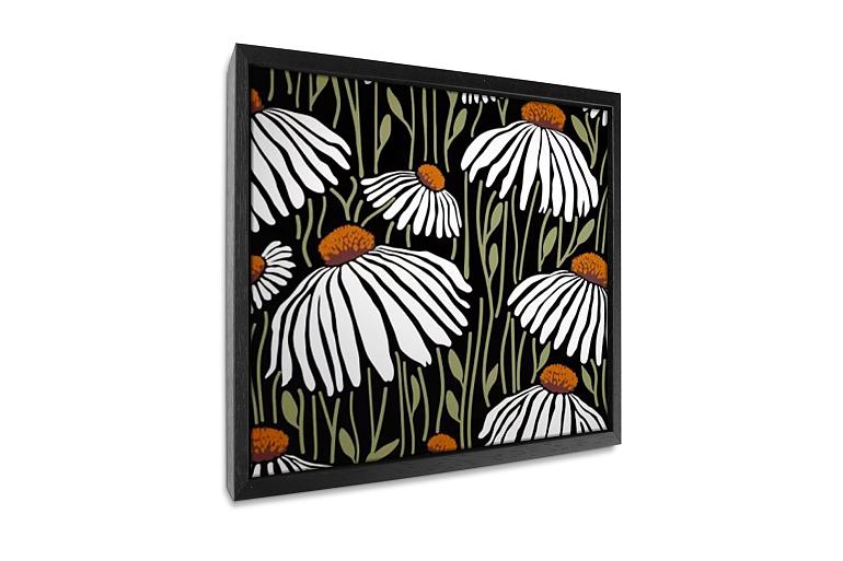 handgetekend patroon met bloemen mock up canvas vierkant