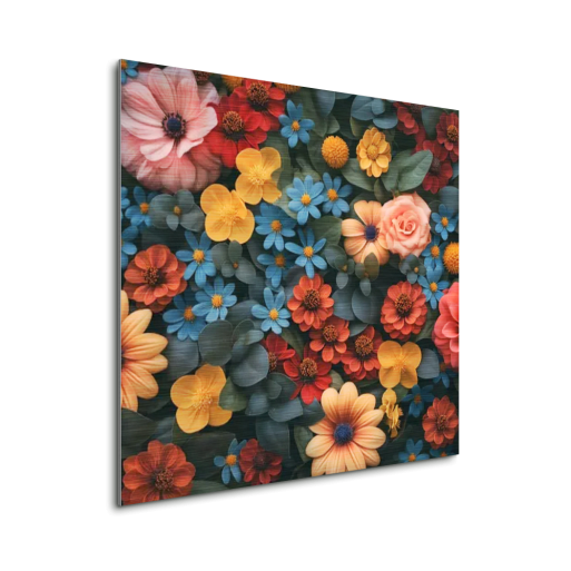 achtergrond met bloemen mock up vierkant aluminium