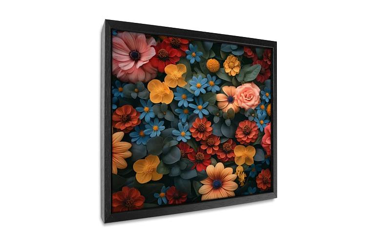 achtergrond met bloemen mock up vierkant canvas lijst