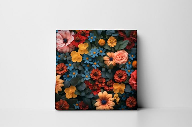 achtergrond met bloemen mock up vierkant canvas zonder lijst achtergrond