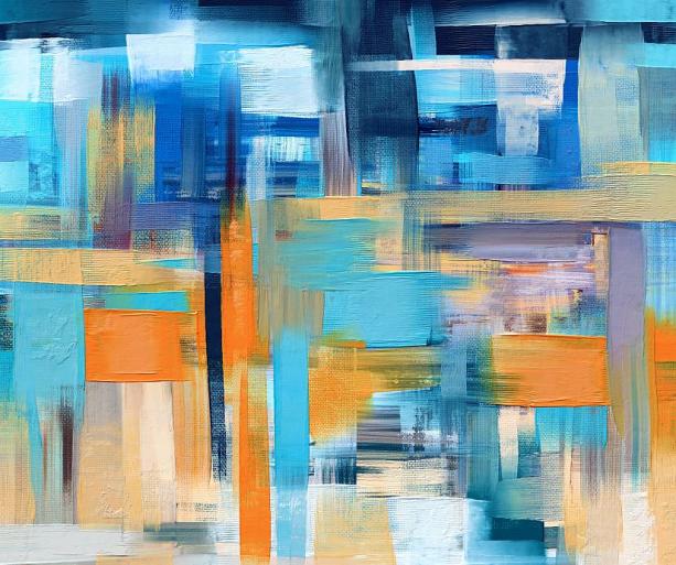 Abstract blauw oranje