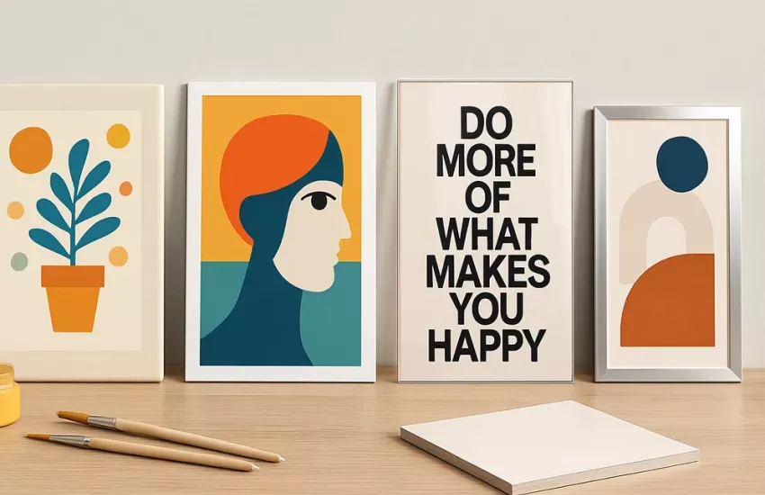 Wat voor illustraties passen goed bij een modern interieur?